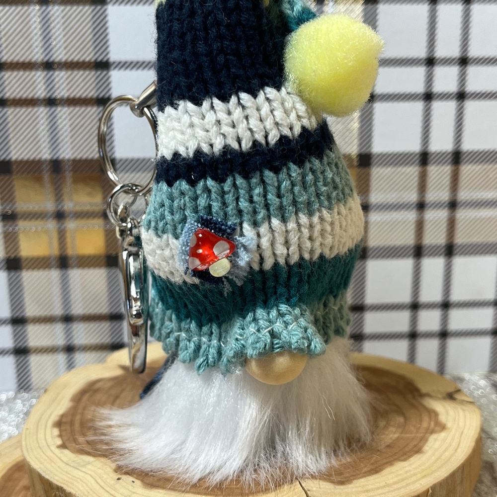 Handcrafted Upcycled Sweater & Denim Purse Charm ~ Gnome